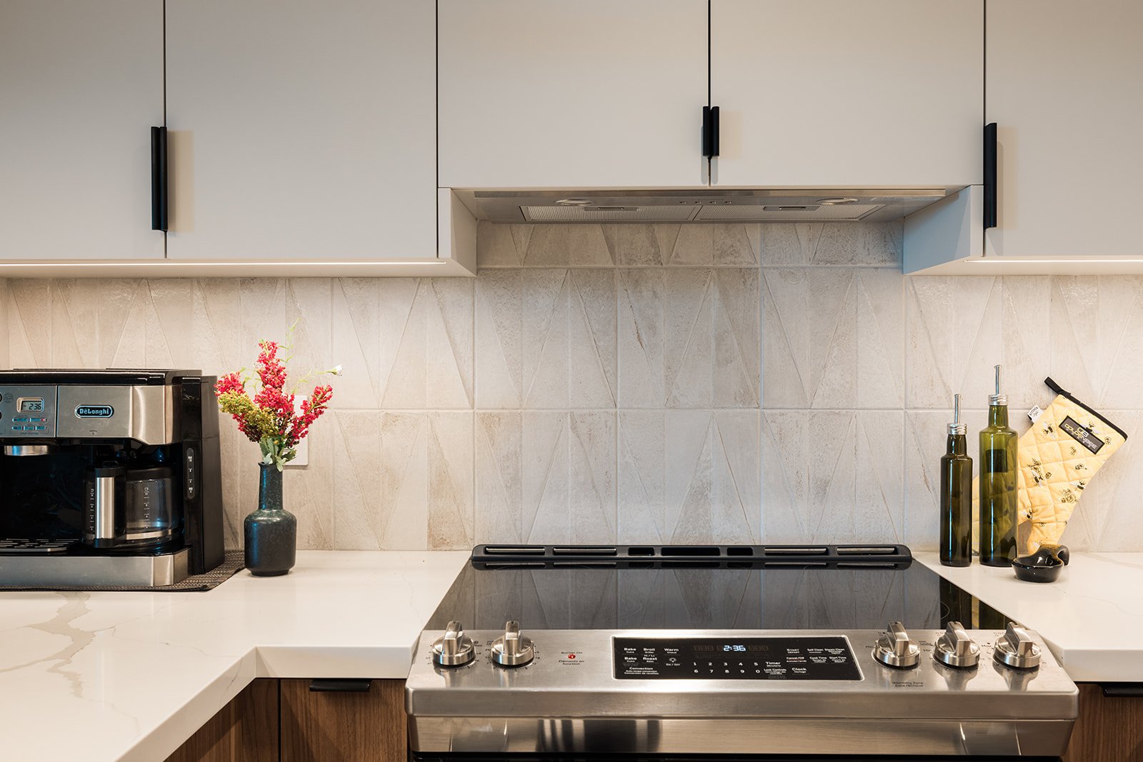 Mosaic tile backsplash in GTA condo kitchen renovation