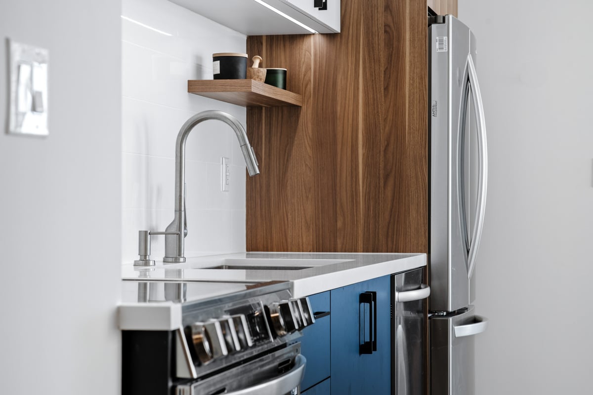Stainless steel sink faucet in GTA condo kitchen renovation 